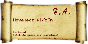 Hovanecz Alán névjegykártya